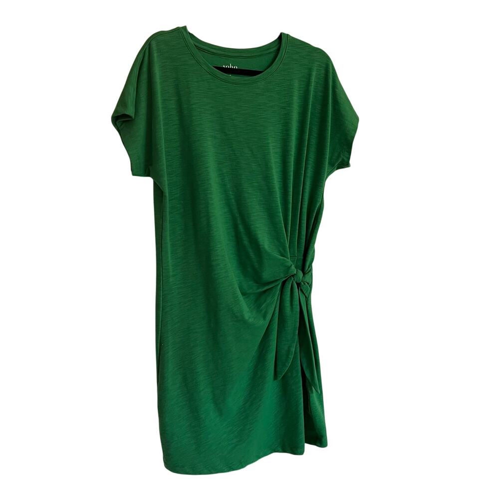 Soho Street New York and Company Kelly Green Short Sleeve Dress Size M Tie‎ Hip